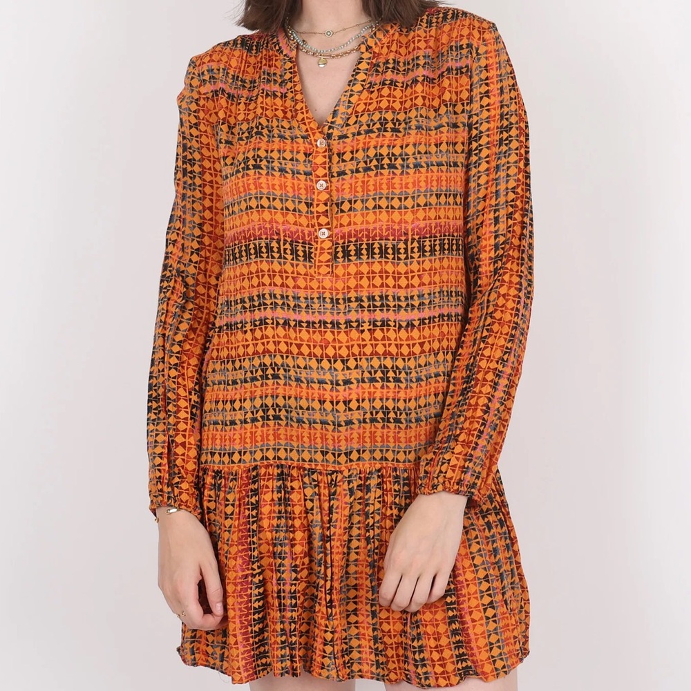 Saturday Sunday Dress Womens Small‎ Elyn Tunic Boho Mini Drop Waist Flounced